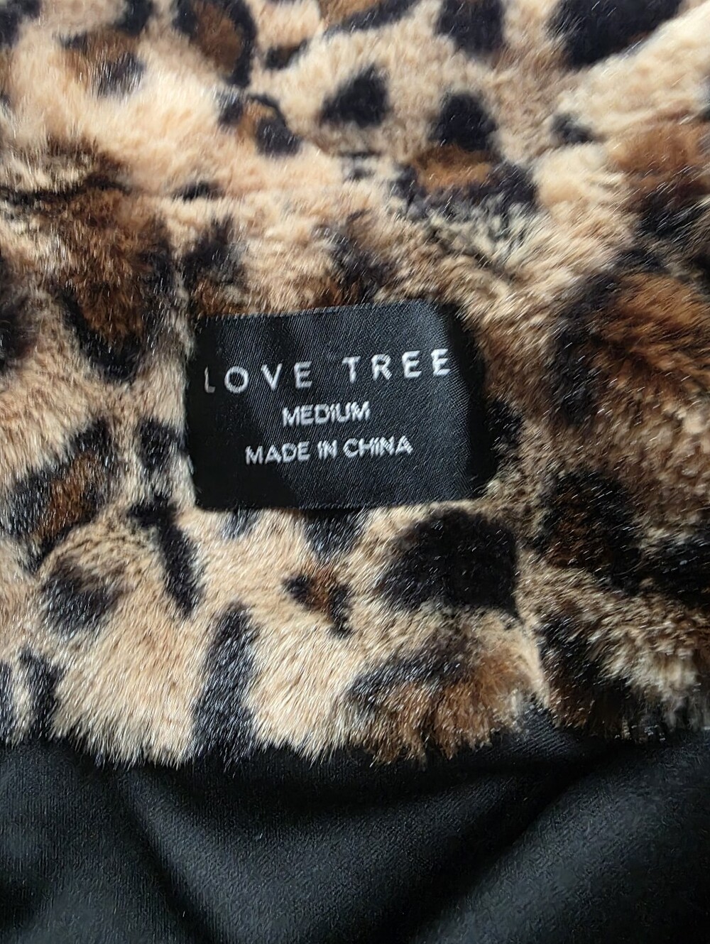 Love Tree Leopard Print Faux Fur Open Front Jacket Coat Medium - Picture 3 of 7